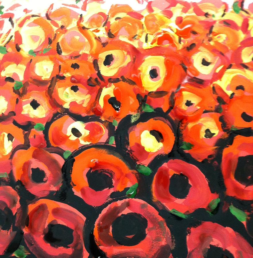 Abstract poppies Painting by Hae Kim