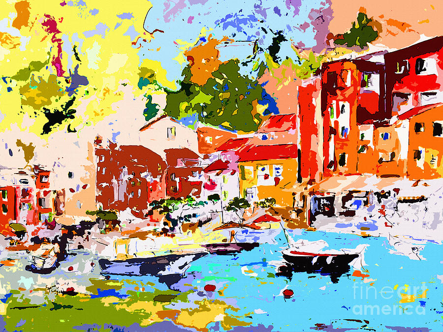 Abstract Painting - Abstract Portofino Italy Decorative Art by Ginette Callaway