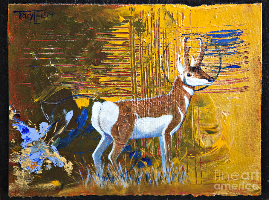 Deer Painting - Abstract Pronghorn Antelope by Tracy L Teeter 
