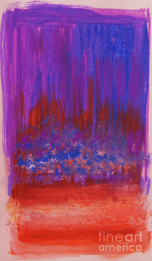 Abstract Purple and City Lights Painting by Anne Cameron Cutri