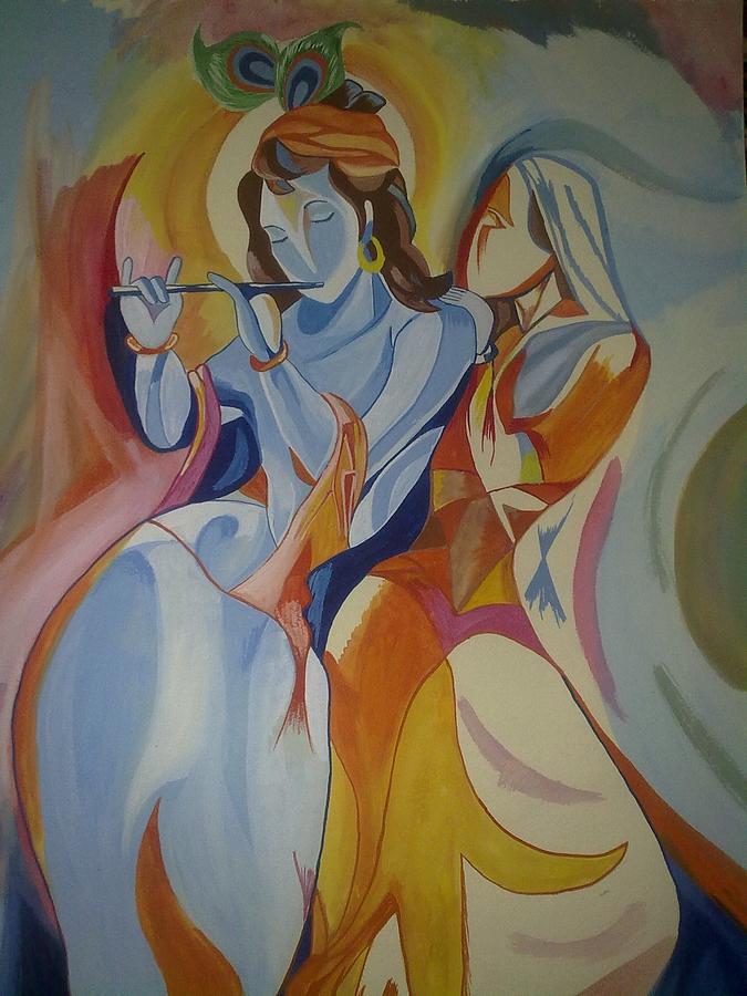 Abstract Radha and Krishna Painting by Jignesh Rathod Fine Art America