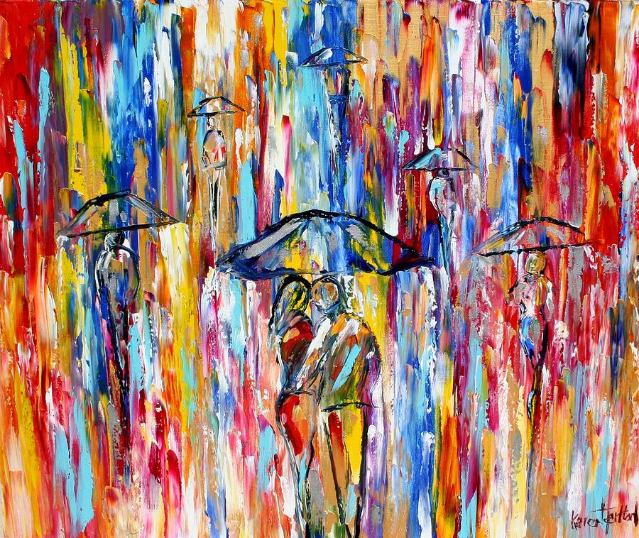 Abstract Painting - Abstract Rain by Karen Tarlton