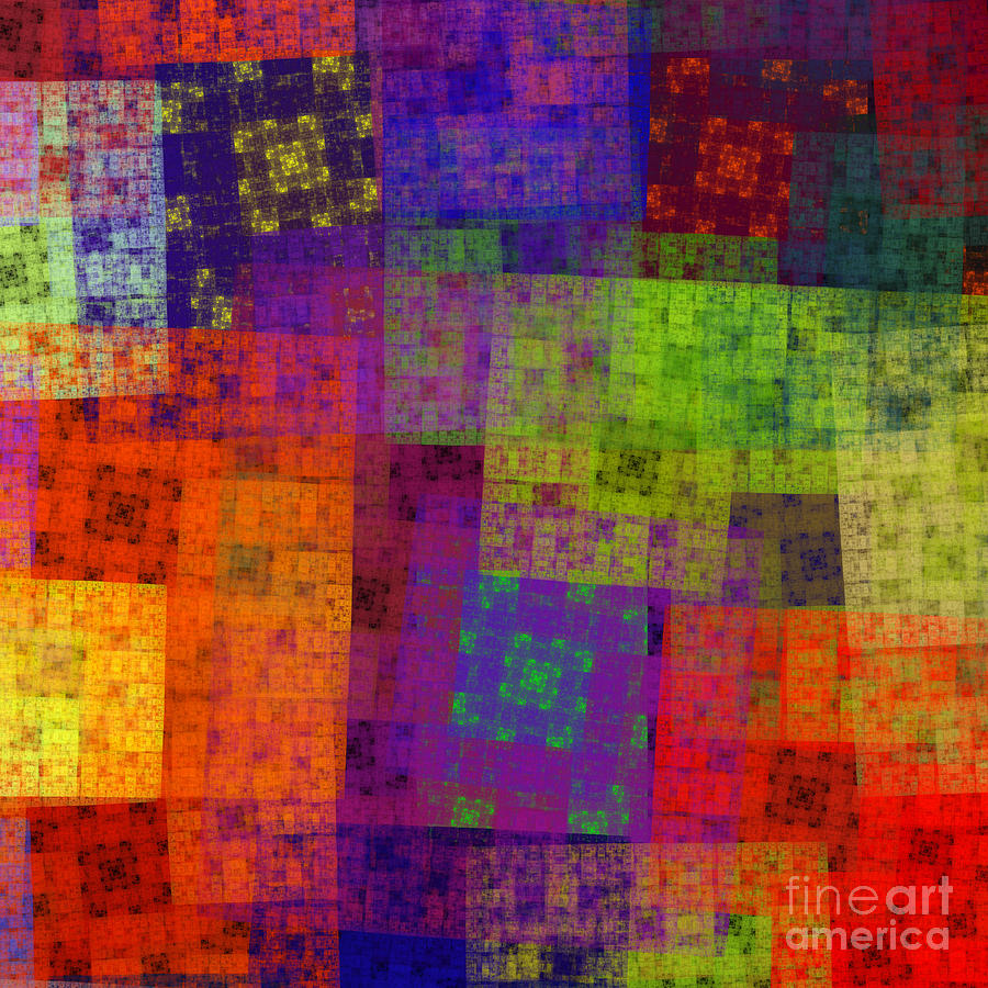 Abstract - Rainbow Bliss - Fractal - Square Digital Art by Andee Design