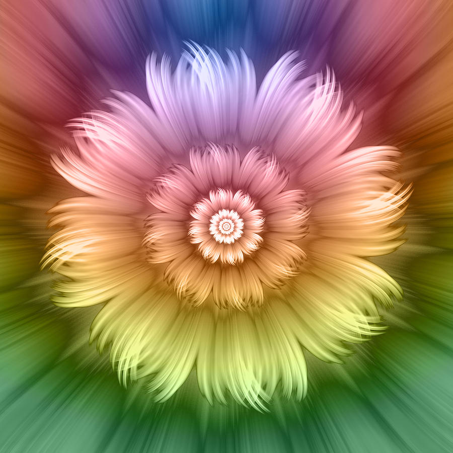 Abstract Rainbow Flower Digital Art by Gabiw Art