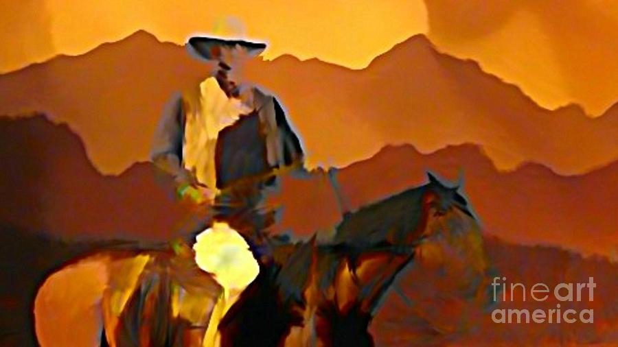 John Wayne Painting - Abstract Range Riding by John Malone