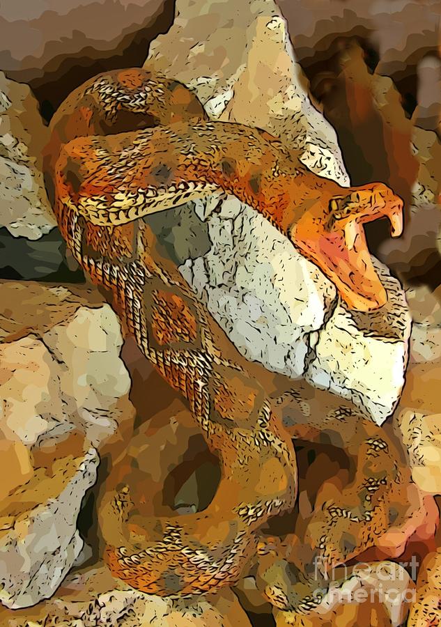 Reptile Digital Art - Abstract Rattlesnake by John Malone