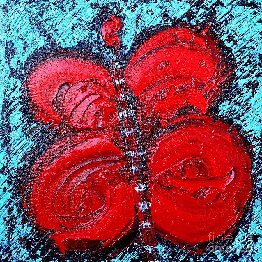 Abstract Red Happy Butterfly Painting by Ana Maria Edulescu