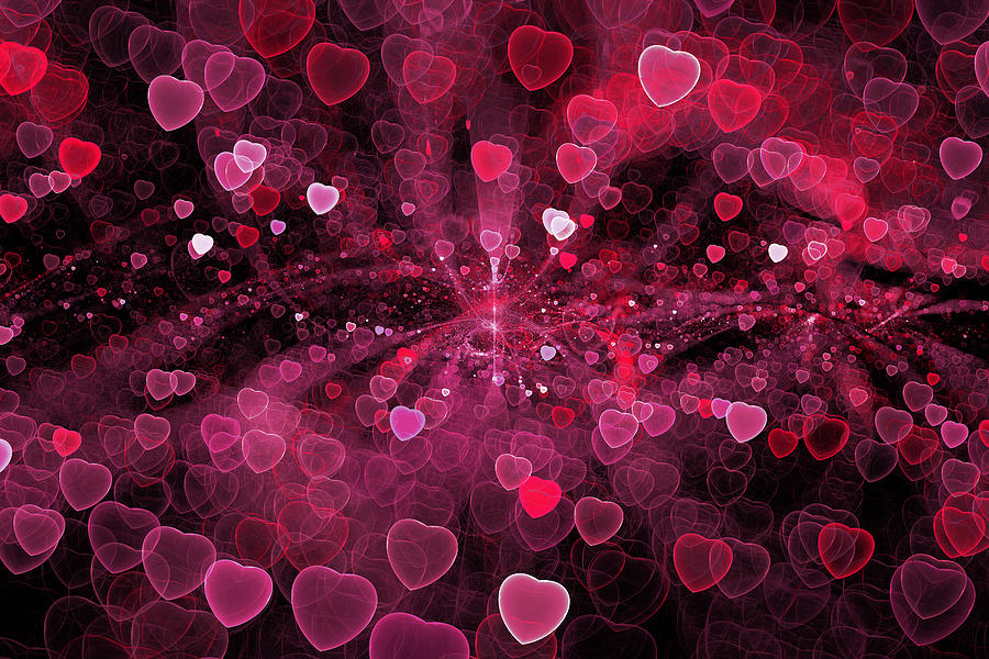 Abstract red heart bokeh sparkling spray circle Photograph by Oxygen