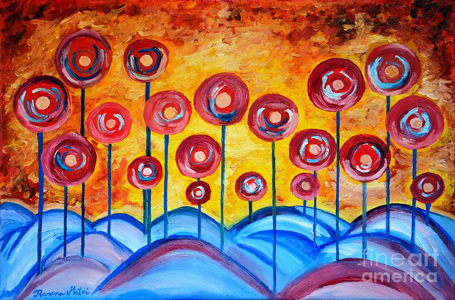 Abstract Red Symphony Painting by Ramona Matei