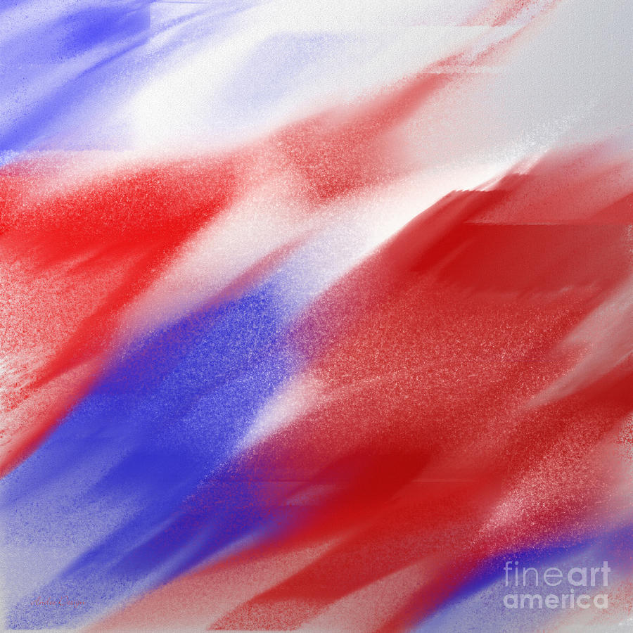 Abstract Red White And Blue 1 Square Digital Art by Andee Design