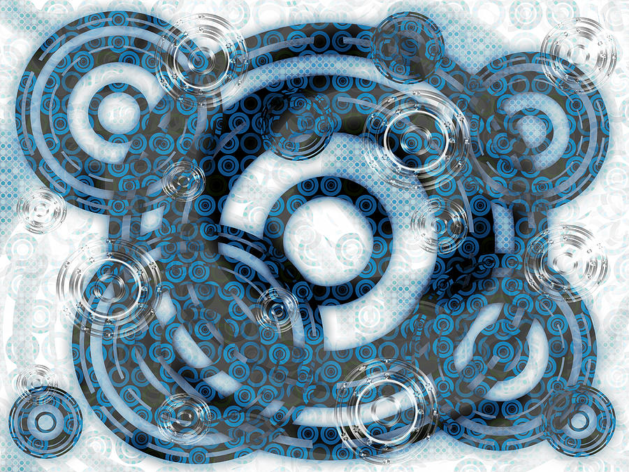 Abstract Rings - Blue Digital Art by Shawna Rowe