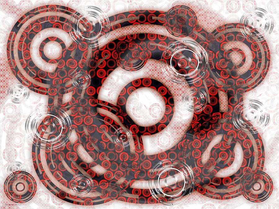 Abstract Rings - Red Digital Art by Shawna Rowe
