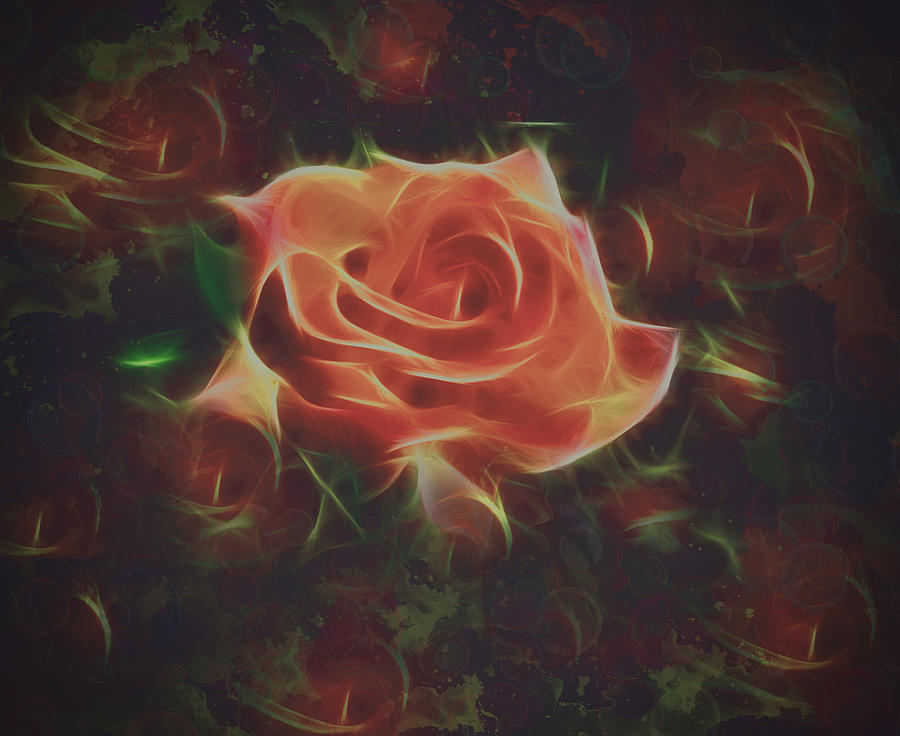 Abstract Rose And Buds digital painting Painting by Georgeta Blanaru