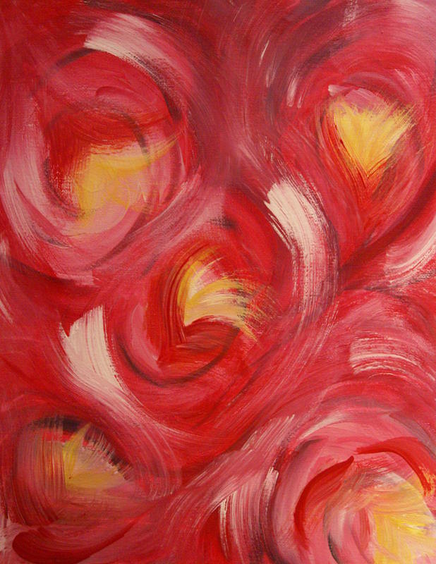 Abstract Roses Painting By Laurie Pike