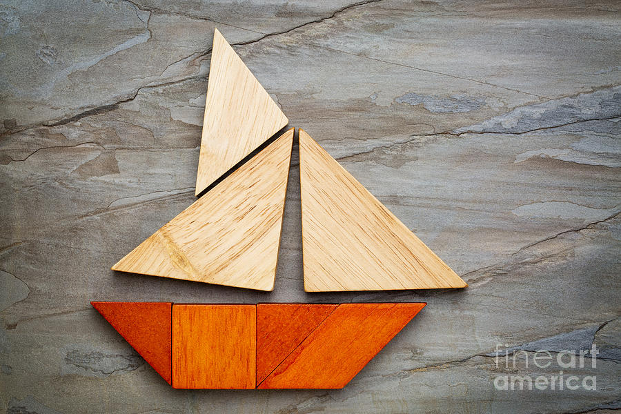 Abstract Sailboat From Tangram Puzzle Photograph by Marek Uliasz