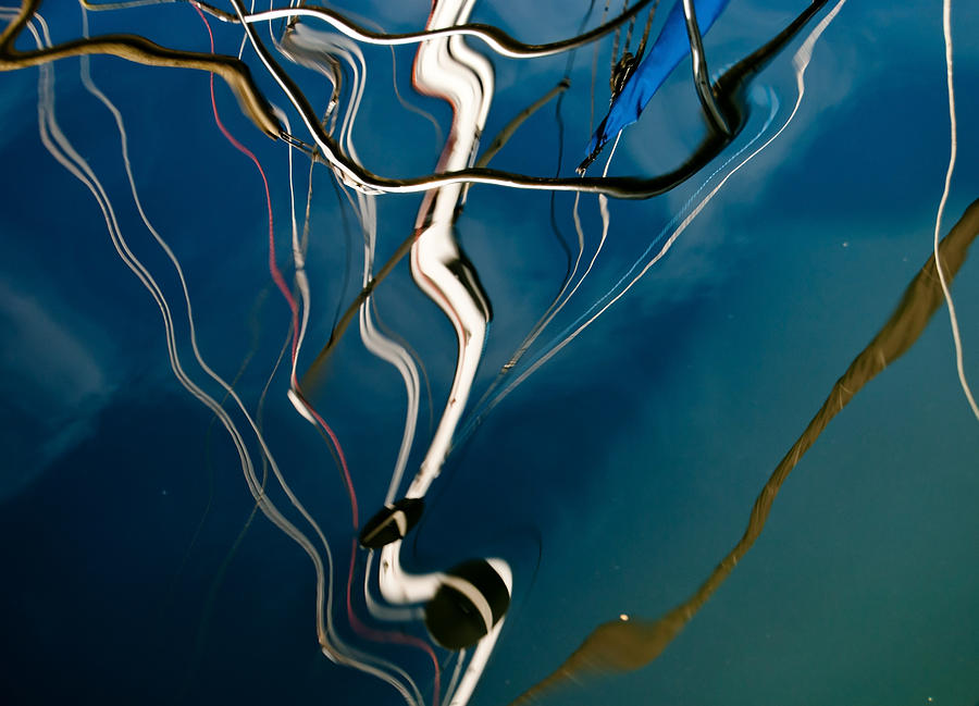 Abstract Sailboat Mast Reflection Photograph by Jani Freimann