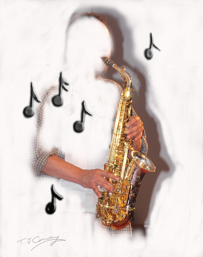 Abstract saxophone player Photograph by Tom Conway