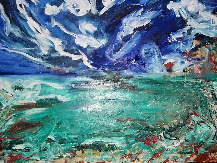 Ocean Painting - Abstract Seashore by John Sabey Jr