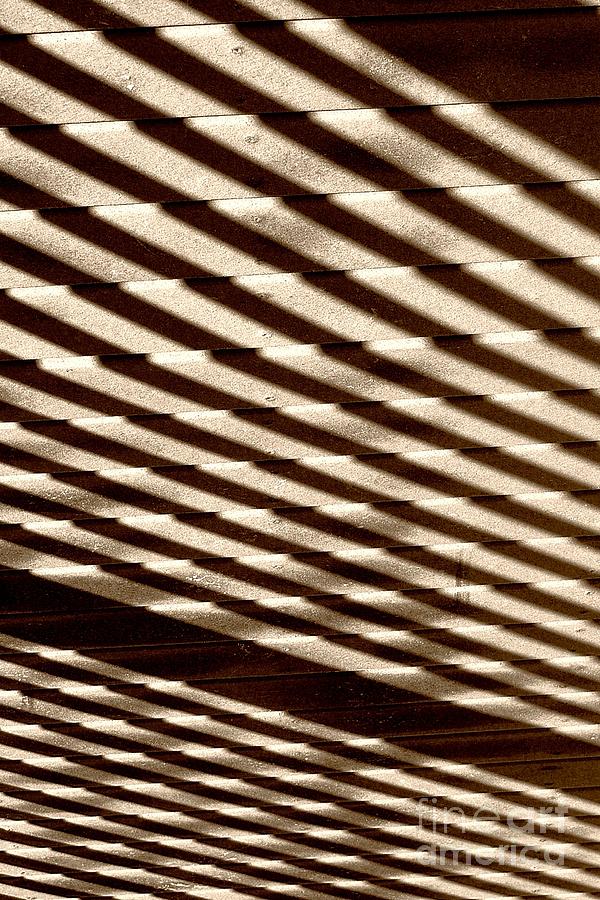 Abstract shadows on boardwalk Two Photograph by John Harmon