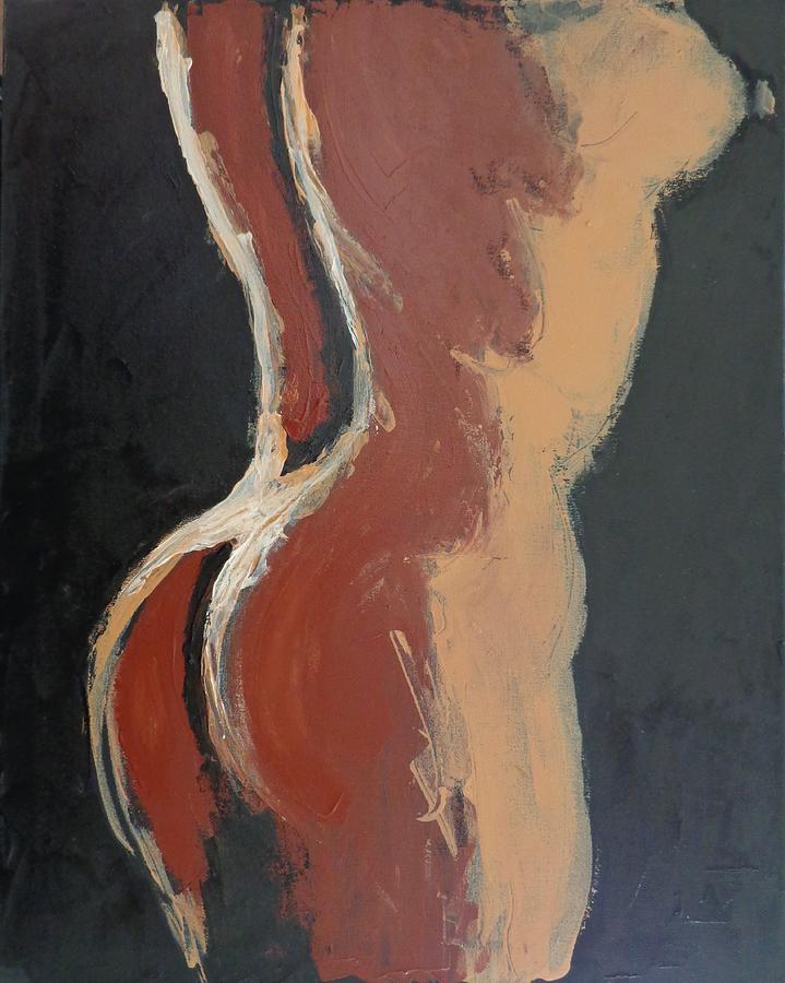 Abstract Sienna Torso - Female Nude Painting by Carmen Tyrrell
