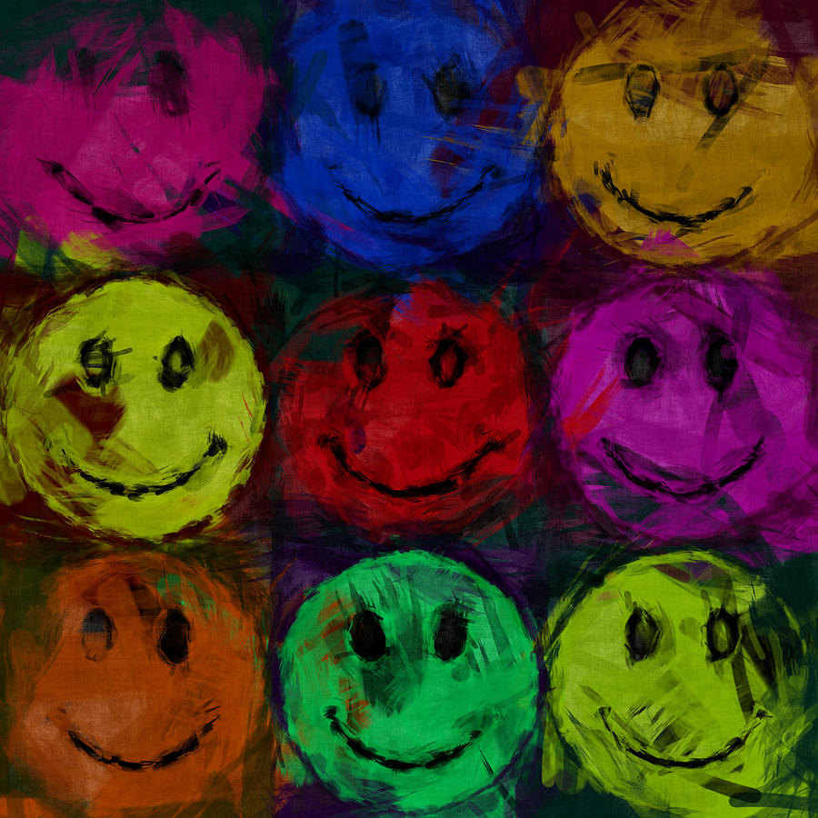 Abstract Smiley Faces Digital Art