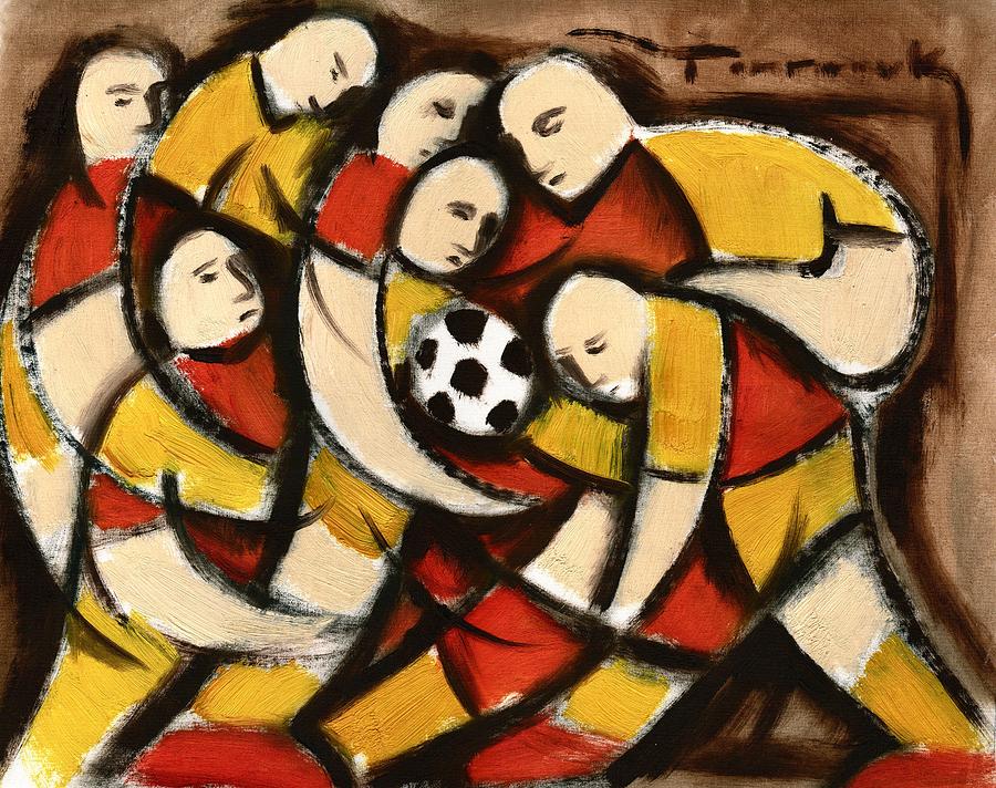 Abstract Soccer Players art print Painting by Tommervik