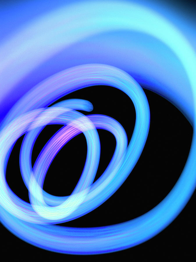 Abstract Spiral Of Blue Fiber Optic Photograph by Steven Puetzer