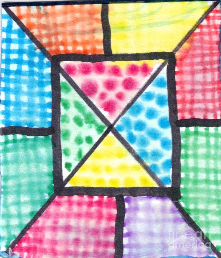 Abstract Squares Triangles Dots Painting by Debbie Wassmann - Fine Art ...