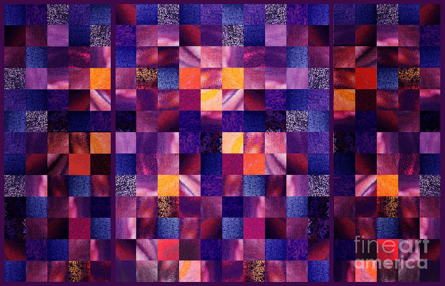 Abstract Squares Triptych Gentle Purple Painting by Irina Sztukowski