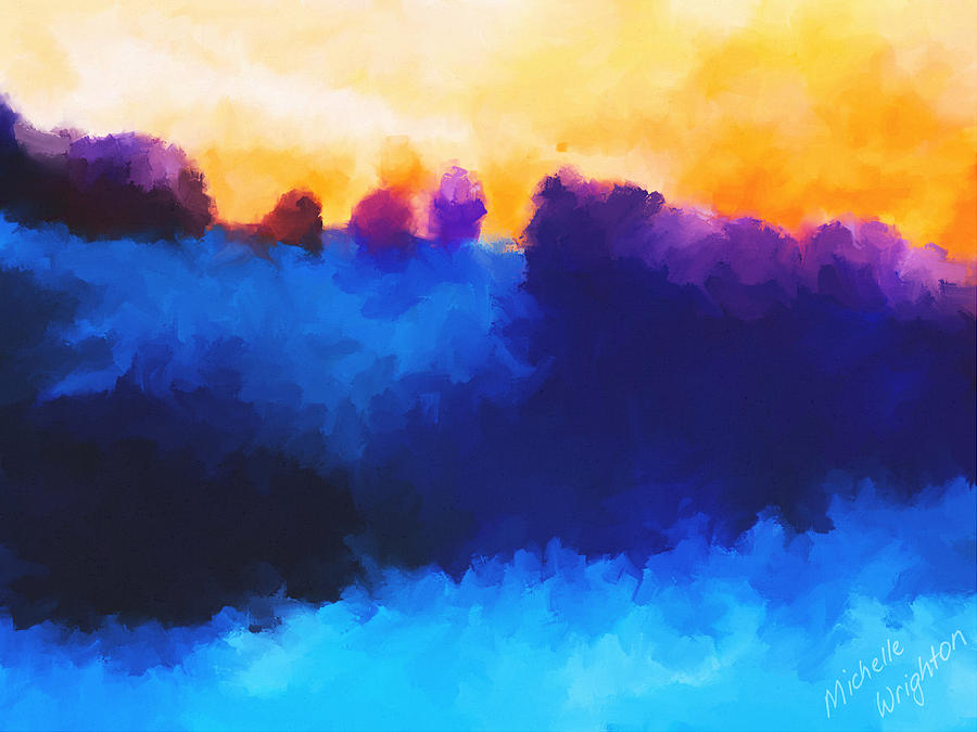 Abstract Painting - Abstract Sunrise Landscape  by Michelle Wrighton