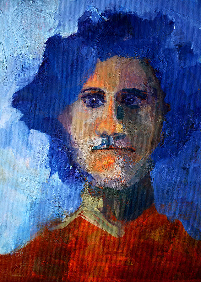 Abstract Thinking Man Portrait Painting by Nancy Merkle
