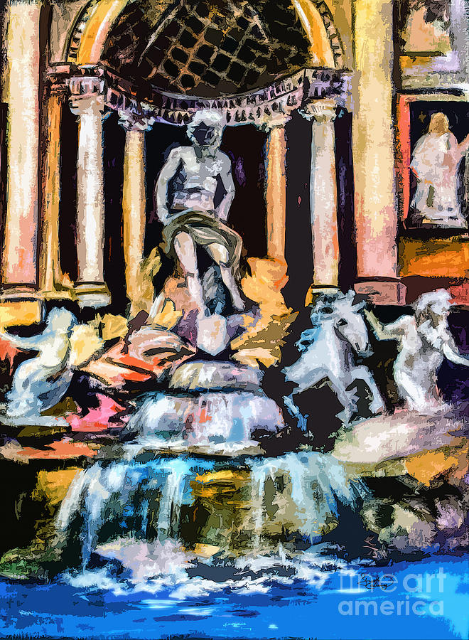 Abstract Trevi Fountain Rome Italy Painting by Ginette Callaway