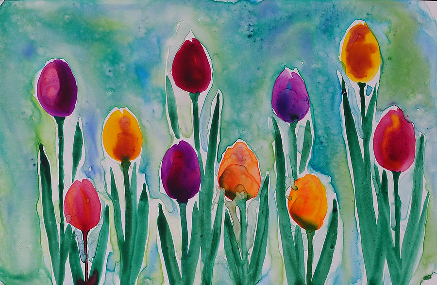 Abstract Tulips Painting by Wendy Provins