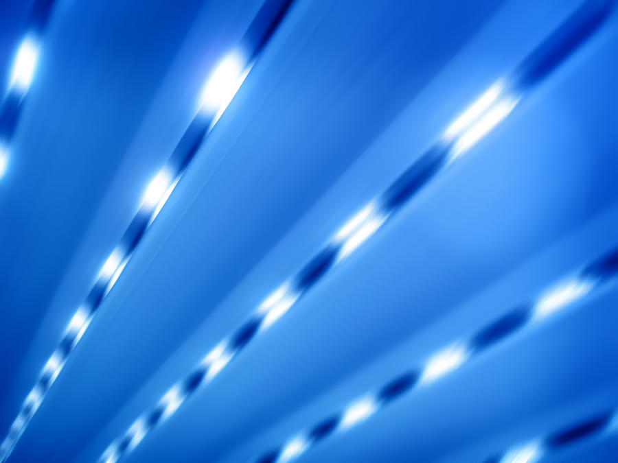 Abstract Photograph - Blue Abstract Photography - Light Tunnel by Modern Abstract