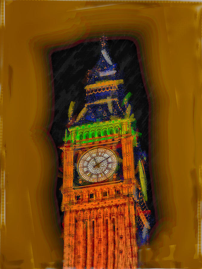 Abstract View Of Big Ben Painting by Doc Braham