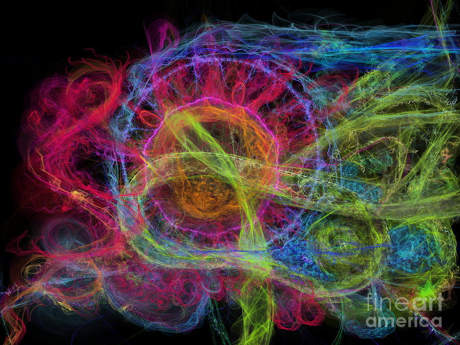 Abstract Digital Art - Abstract Virus Budding Painterly 1 by Russell Kightley