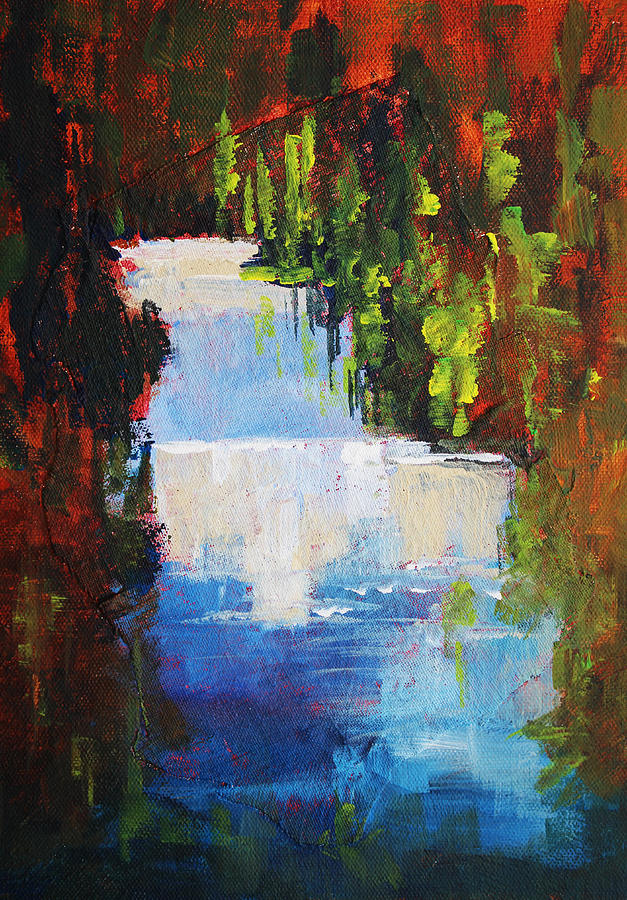 Abstract Painting - Abstract Waterfall Painting by Nancy Merkle