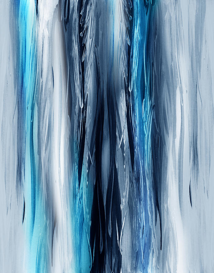 Abstract Painting - Abstract Waterfall Turquoise Flow by Irina Sztukowski