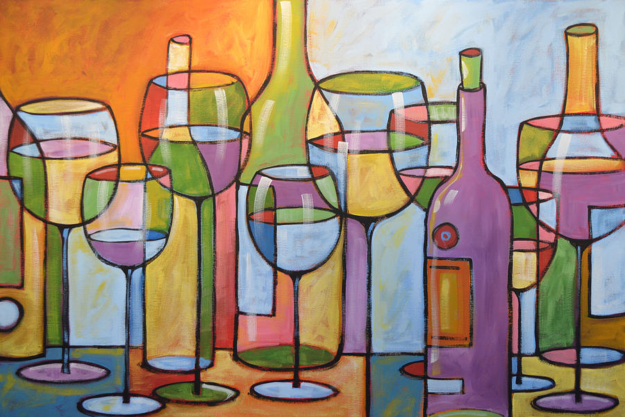 Abstract Wine Dining Room Bar Kitchen Art Time To Relax Painting By Amy Giacomelli