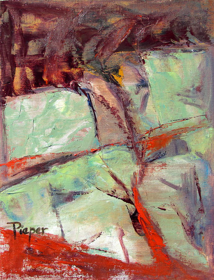 Abstract with Cadmium Red Painting by Betty Pieper