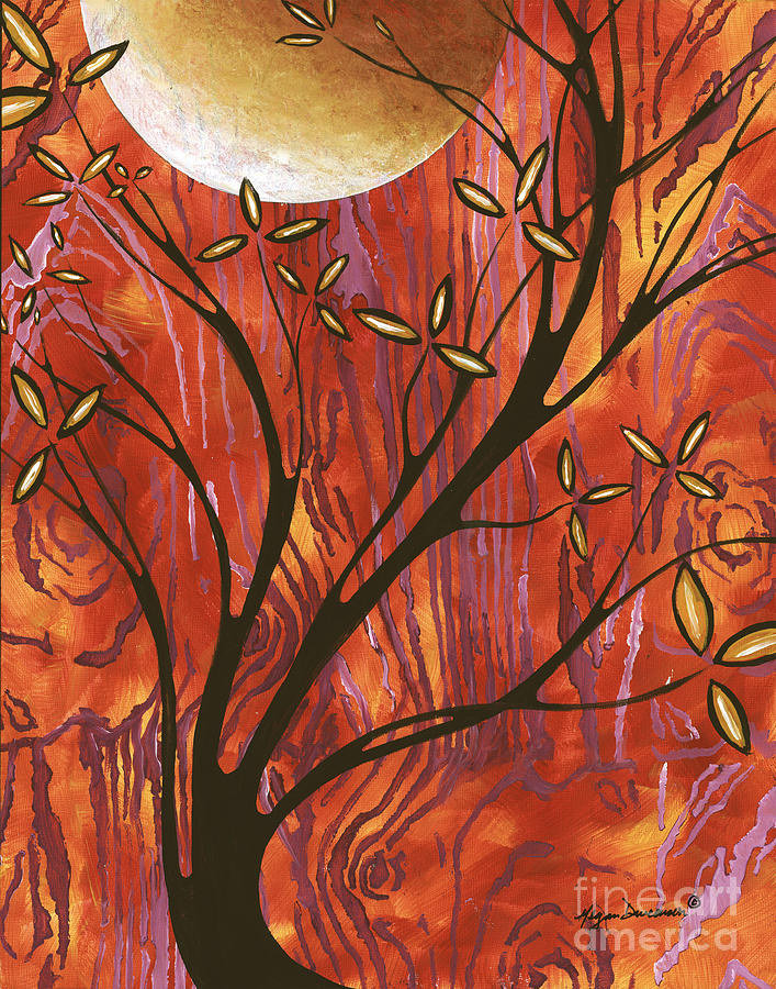 Abstract Wood Pattern Painting Original Landscape Art Moon Tree by Megan Duncanson Painting by Megan Aroon