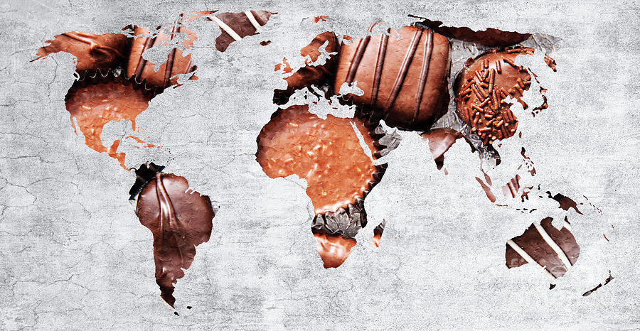 Abstract World Map - Chocolates - Confections - Candy Shop Photograph by Andee Design