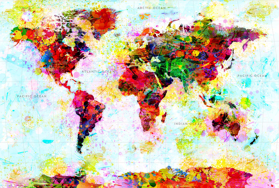 Abstract World Map Painting by Gary Grayson