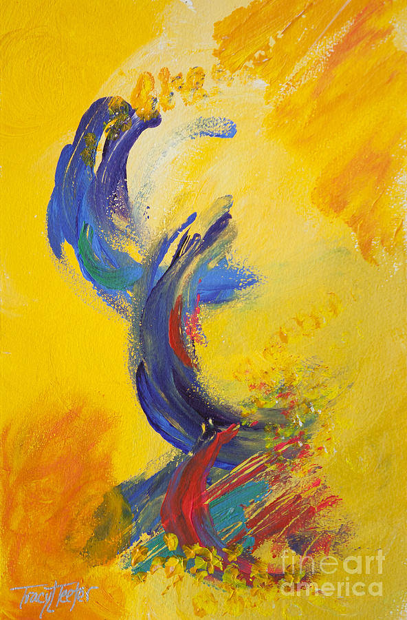 Abstract Painting - Abstract Yellow Blue by Tracy L Teeter 