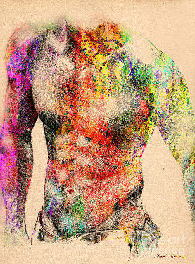 Male Painting - Abstractiv Body -2 by Mark Ashkenazi