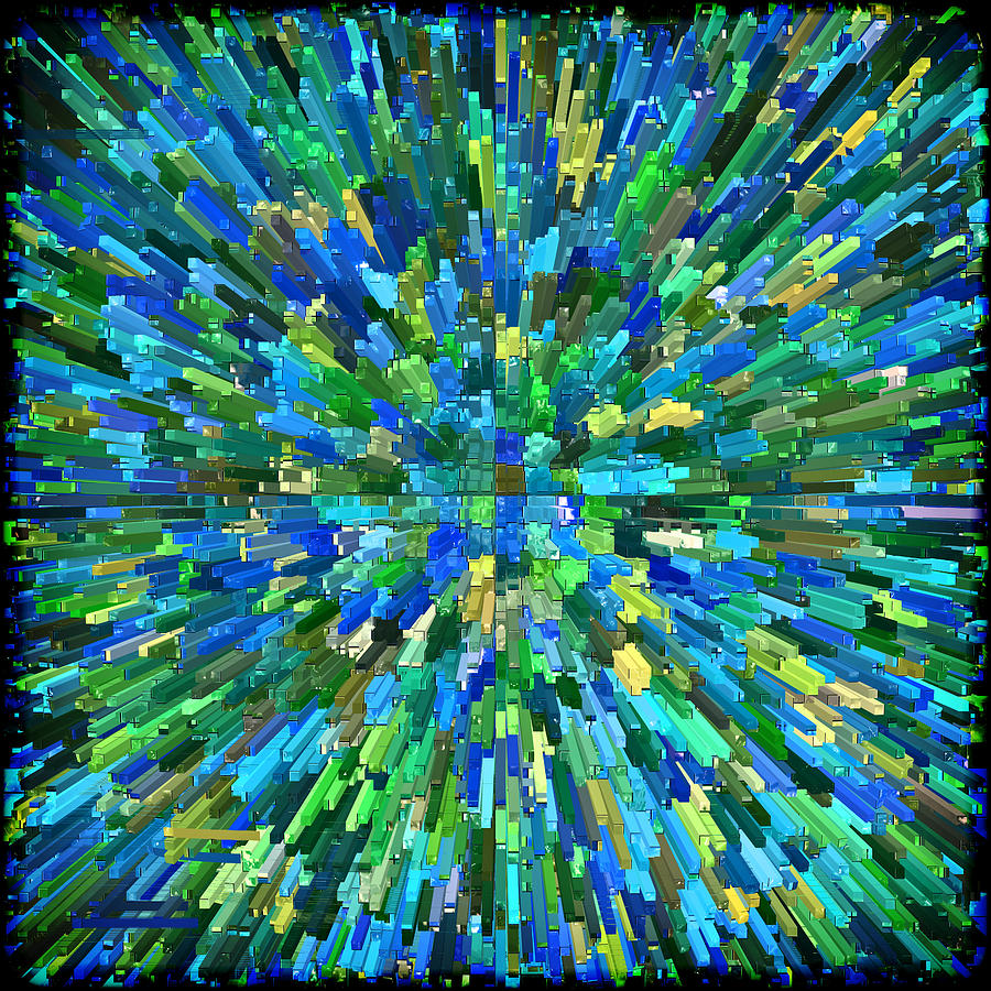 Abstrract Cubes Blue Digital Art by Kurt Van Wagner