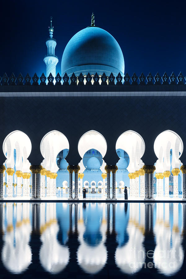 Architecture Photograph - Abu Dhabi - Sheikh Zayed Grand Mosque at night by Matteo Colombo