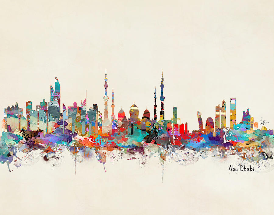 Abu Dhabi Skyline Painting - Abu Dhabi skyline by Bri Buckley