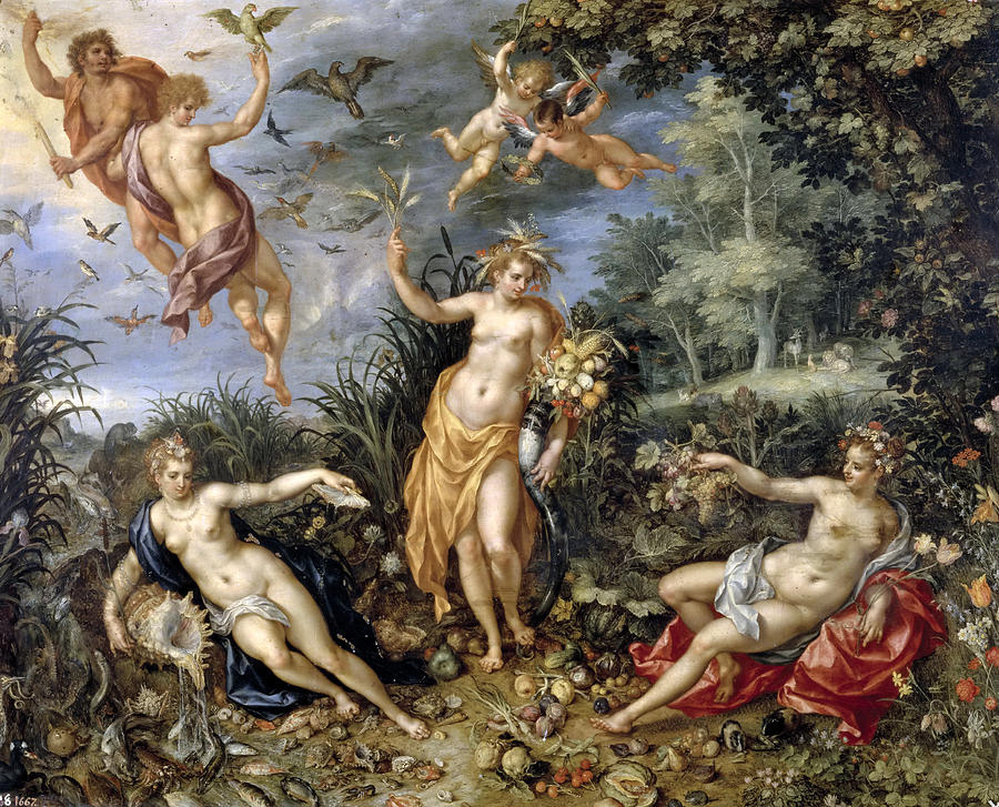 Abundance and the Four Elements Painting by Jan Brueghel the Elder and Hendrick de Clerck