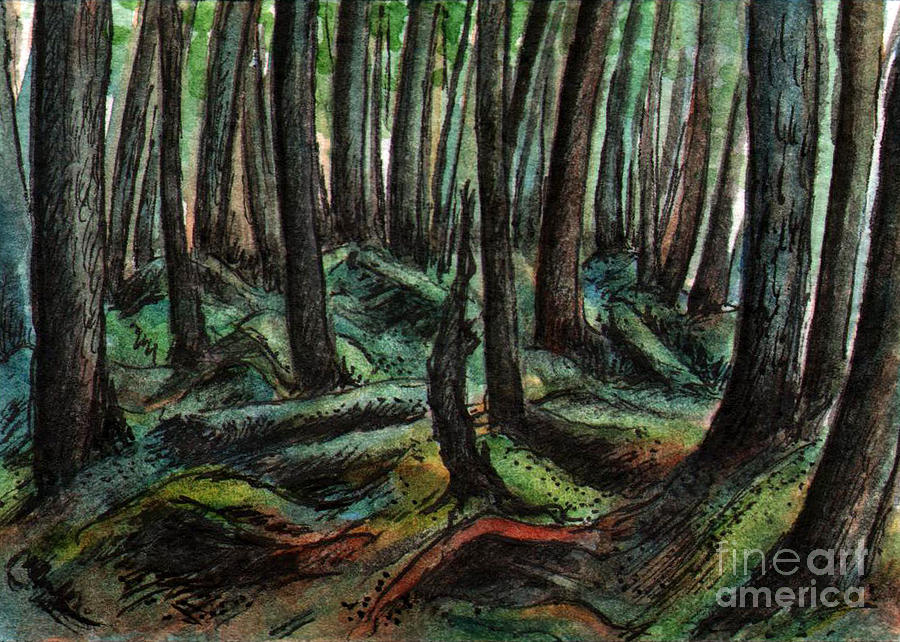 AC240 Creepy Forest Painting by Kirohan Art - Fine Art America